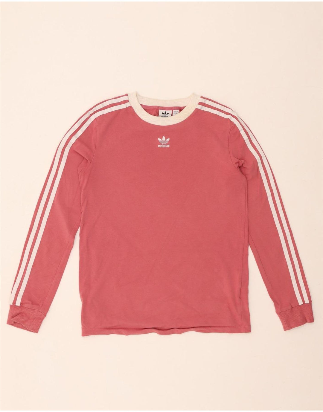 Top ADIDAS da donna a manica lunga UK 8 piccolo cotone rosa