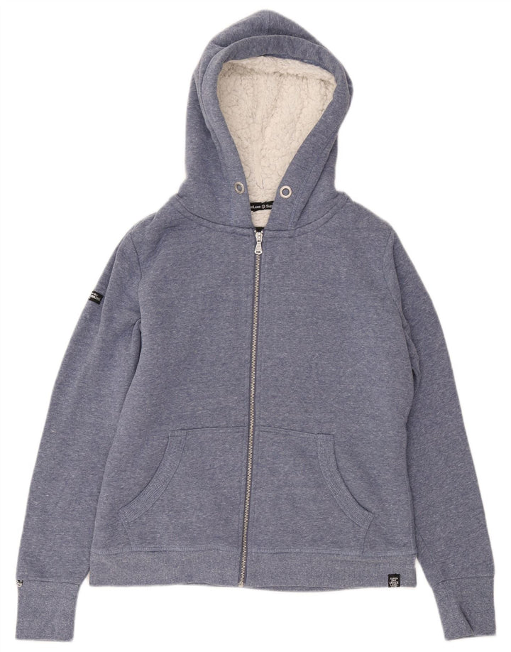 Maglione con cappuccio e zip da donna Superdry UK 16 Large Blu Poliestere