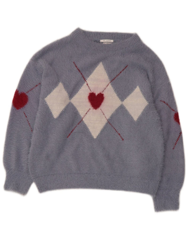 Maglione girocollo per ragazze Zara 13-14 anni Blu a rombi/acrilico diamante