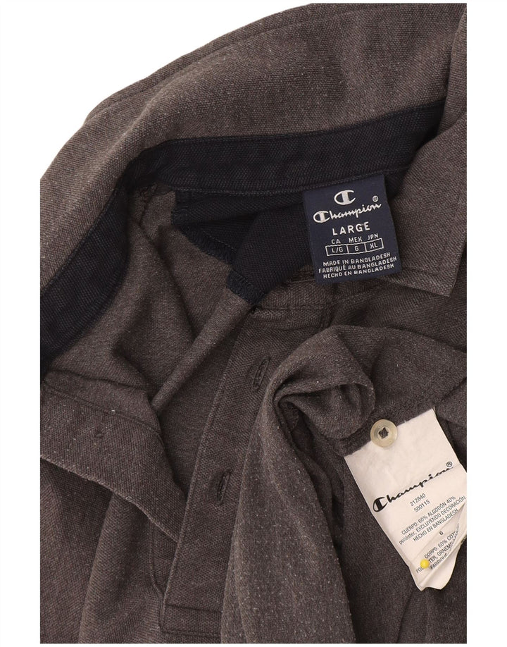 Polo da uomo Champion grande in cotone chiazzato grigio