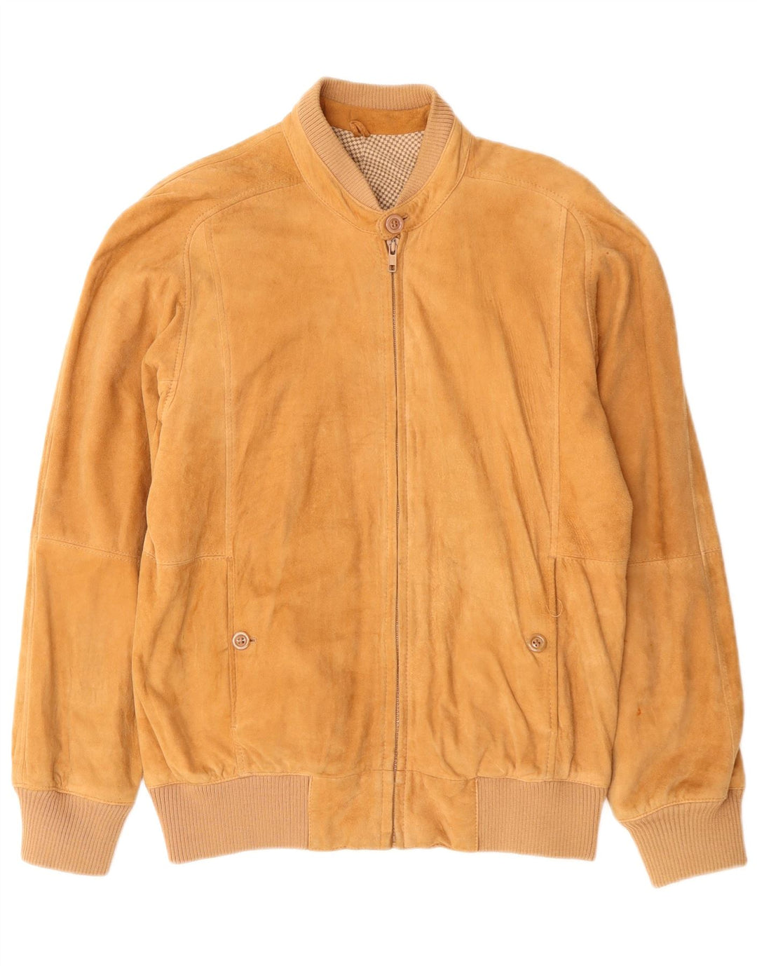 Giubbotto bomber in pelle scamosciata vintage da uomo UK 38 Marrone medio