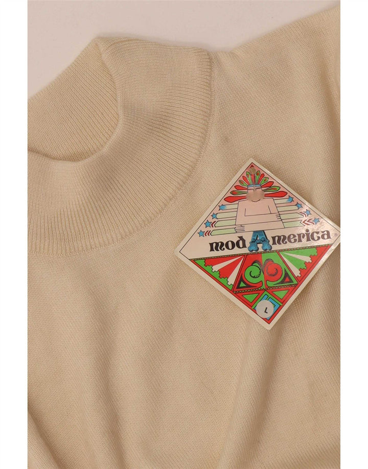 Body vintage da donna a maniche lunghe UK 14 grande bianco sporco