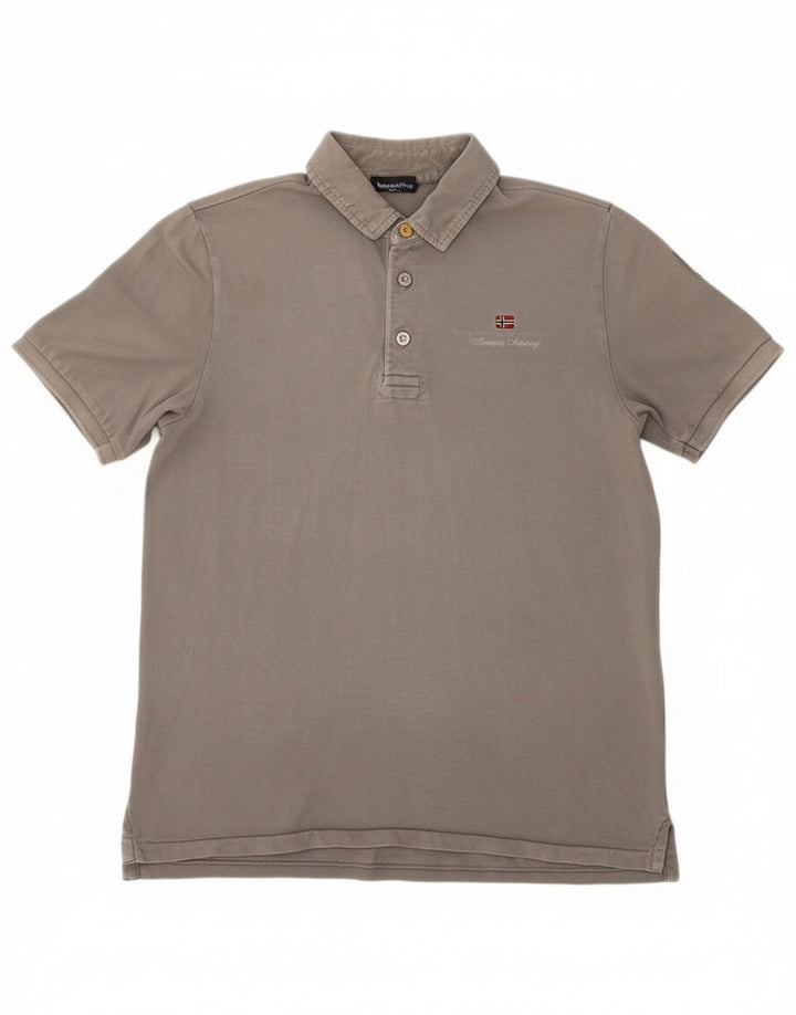 NAPAPIJRI Mens Polo Shirt Large Grey Cotton