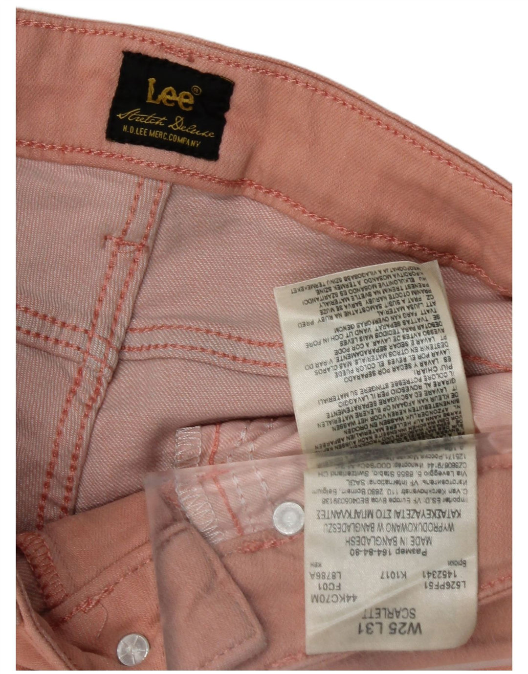 LEE Womens Skinny Jeans W25 L31 Pink Cotton