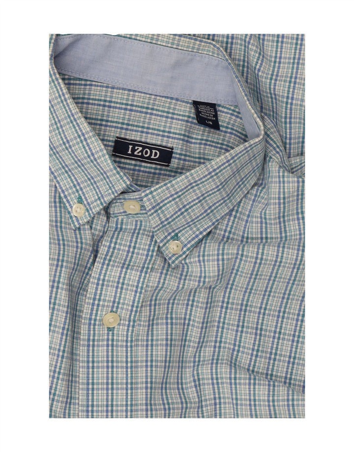IZOD Mens Shirt Large Blue Check Cotton Vintage Izod and Second-Hand Izod from Messina Hembry 
