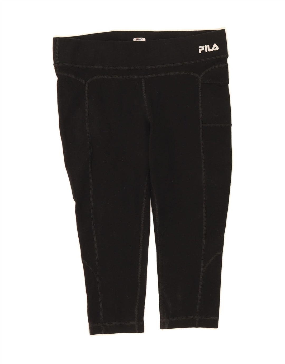 FILA Womens Capri Leggings UK 14 Medium  Black Cotton Vintage Fila and Second-Hand Fila from Messina Hembry 