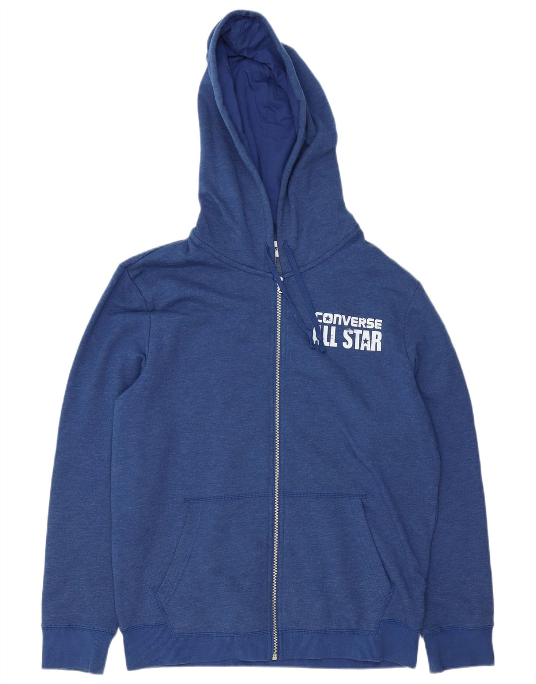 Maglione con cappuccio e zip grafica da uomo Converse in cotone blu navy medio