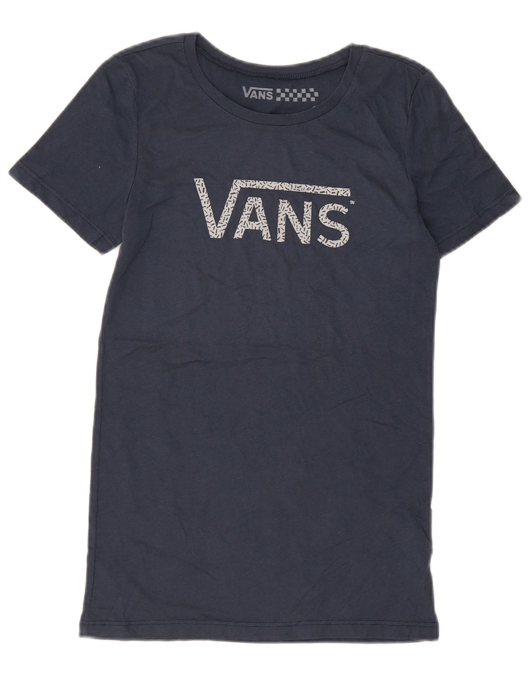 T-shirt grafica da donna VANS Top UK 8 Small in cotone blu navy