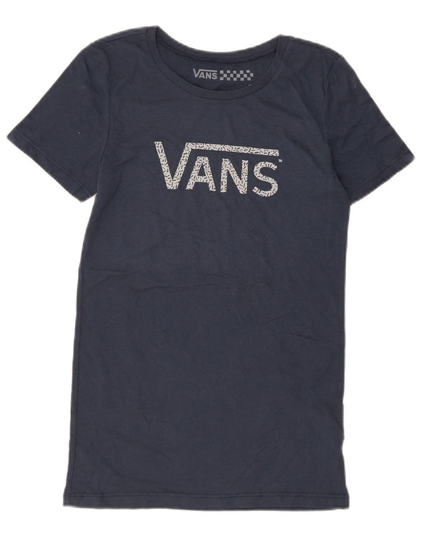 T-shirt grafica da donna VANS Top UK 8 Small in cotone blu navy