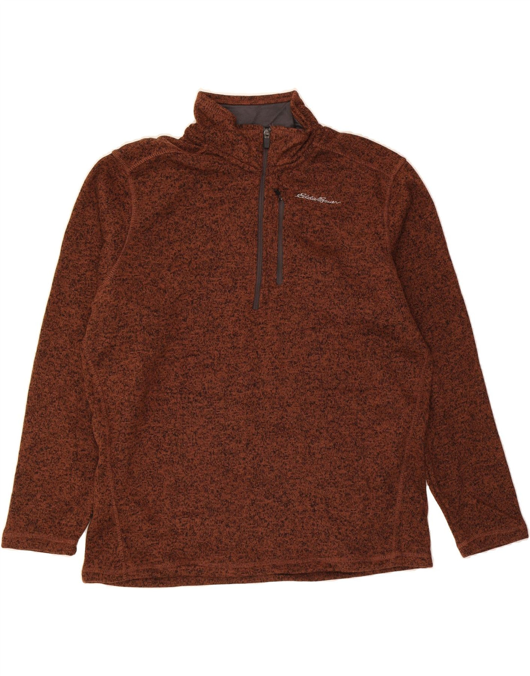 EDDIE BAUER Mens Zip Neck Sweatshirt Jumper Large Brown Polyester Vintage Eddie Bauer and Second-Hand Eddie Bauer from Messina Hembry 