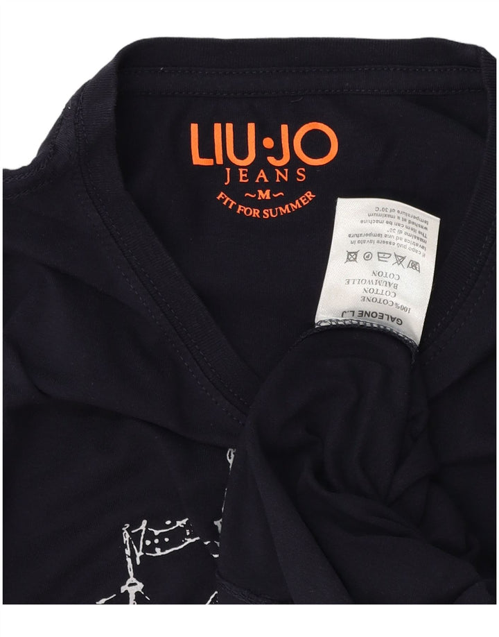 T-shirt grafica da uomo Liu Jo Top in cotone blu navy medio