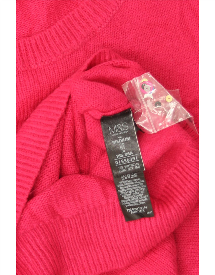 Maglione maglione girocollo da donna Marks & Spencer UK 14 Medium Pink Christmas