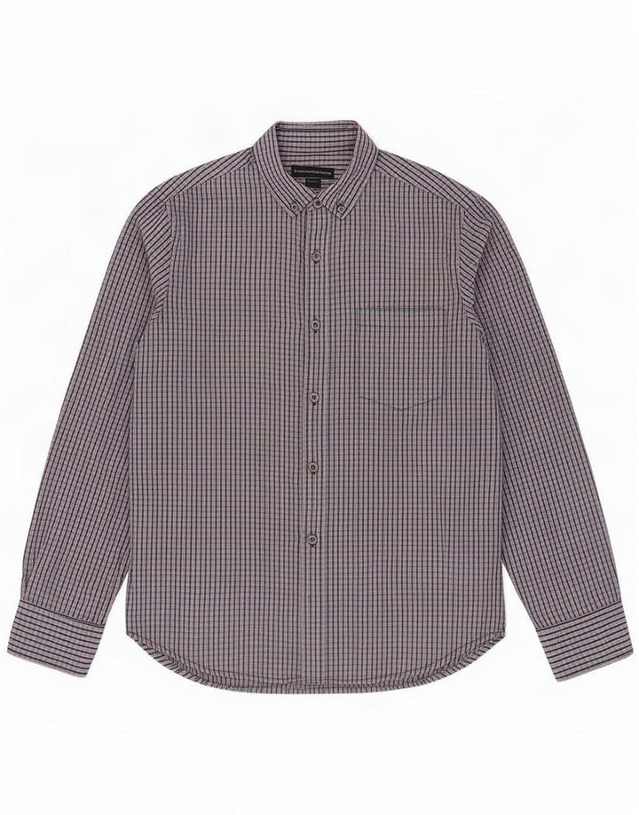 Camicia da uomo French Connection piccola in cotone a quadri blu