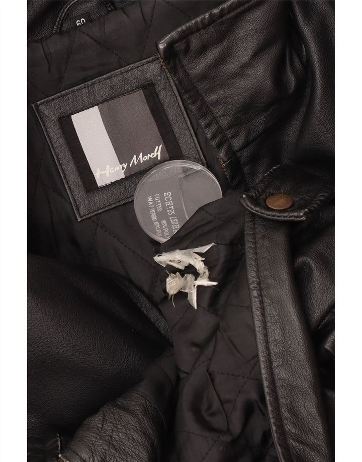 Giacca in pelle da uomo Henry Morell IT 60 5XL Pelle nera