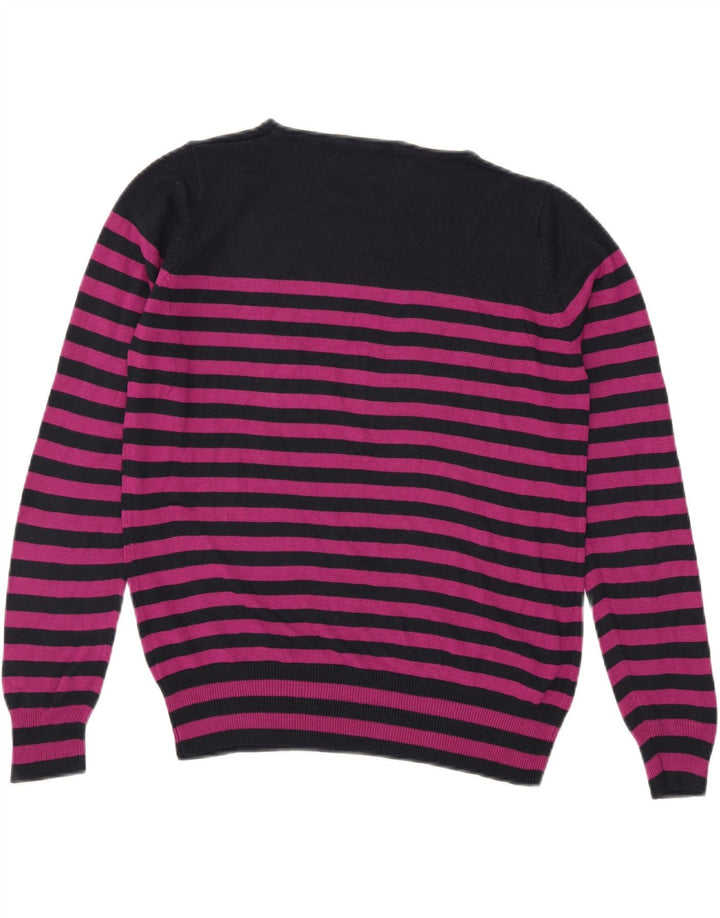 Maglione maglione con scollo a barca da donna Marks & Spencer UK 14 a righe rosa medio