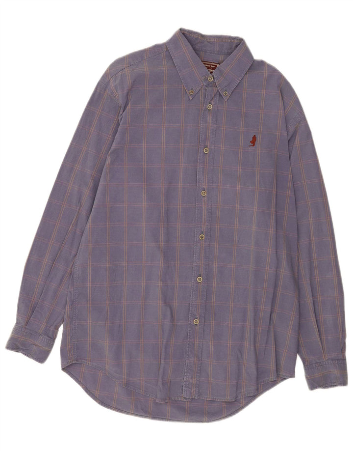 Camicia da uomo Marlboro Classics in cotone a quadri blu navy medio