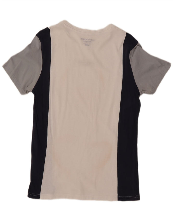 JACK & JONES T-shirt originale da uomo Top piccola in cotone color block bianco