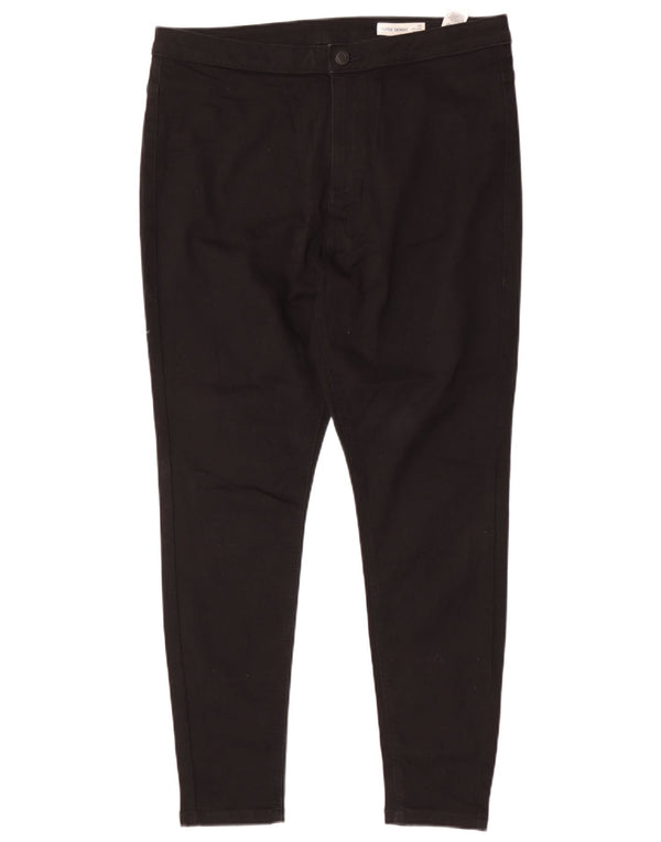 Pantaloni casual a vita alta da donna Marks & Spencer UK 18 XL W34 L28 Nero