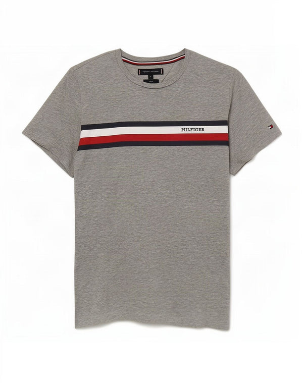 T-shirt slim fit da uomo Tommy Hilfiger Top in cotone color block grigio medio