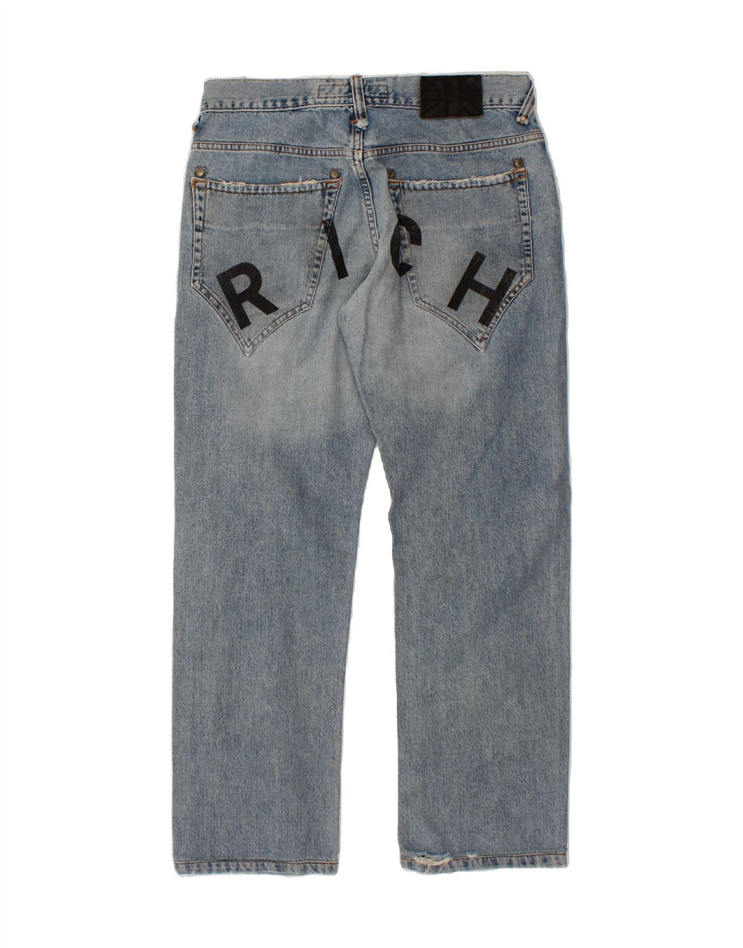 RICHMOND Mens Graphic Straight Jeans W31 L28 Blue Cotton Vintage Richmond and Second-Hand Richmond from Messina Hembry 