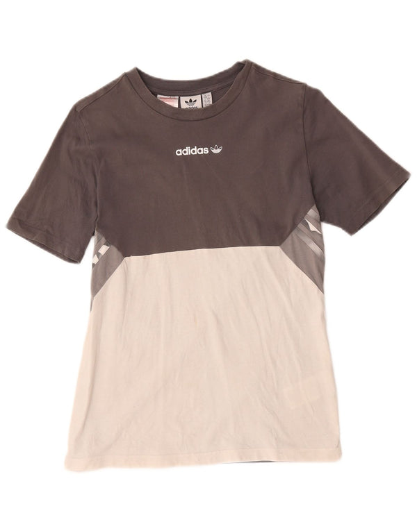 T-shirt Adidas da bambino 13-14 anni in cotone color block grigio