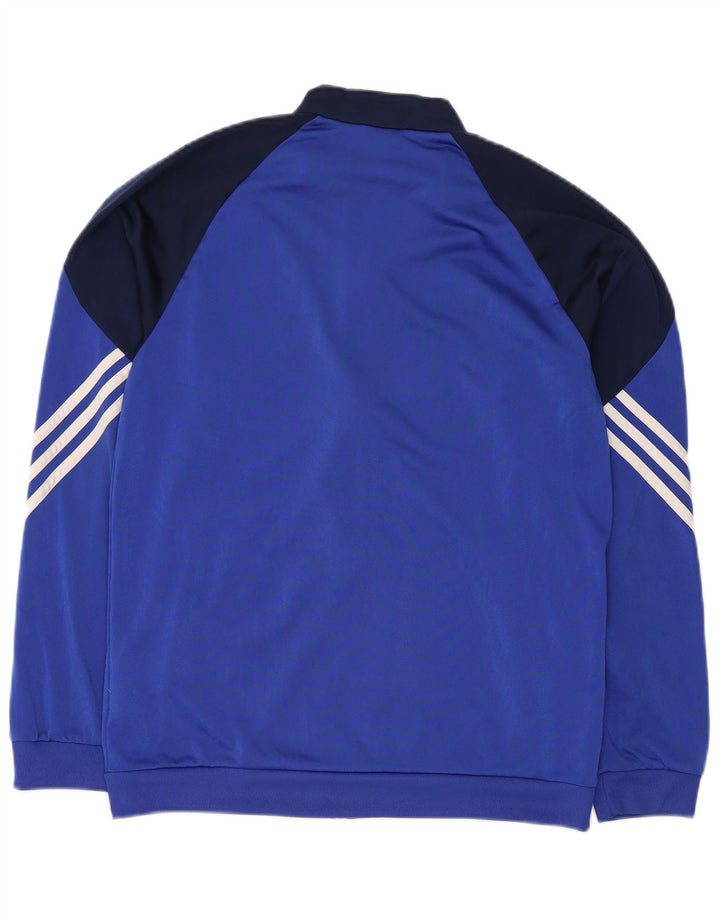 Giacca superiore della tuta da uomo Adidas in poliestere blu medio