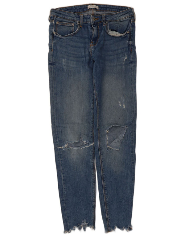 Jeans slim invecchiati da donna Zara EU 38 piccoli W28 L28 blu