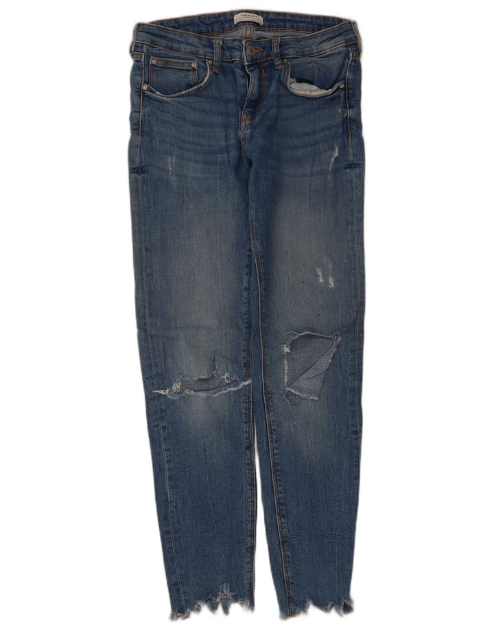 Jeans slim invecchiati da donna Zara EU 38 piccoli W28 L28 blu