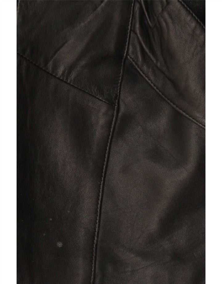 Cappotto oversize in pelle da donna vintage UK 10 piccolo Nero