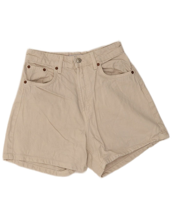 Pantaloncini di jeans a vita alta da donna Zara EU 36 XS W26 Beige