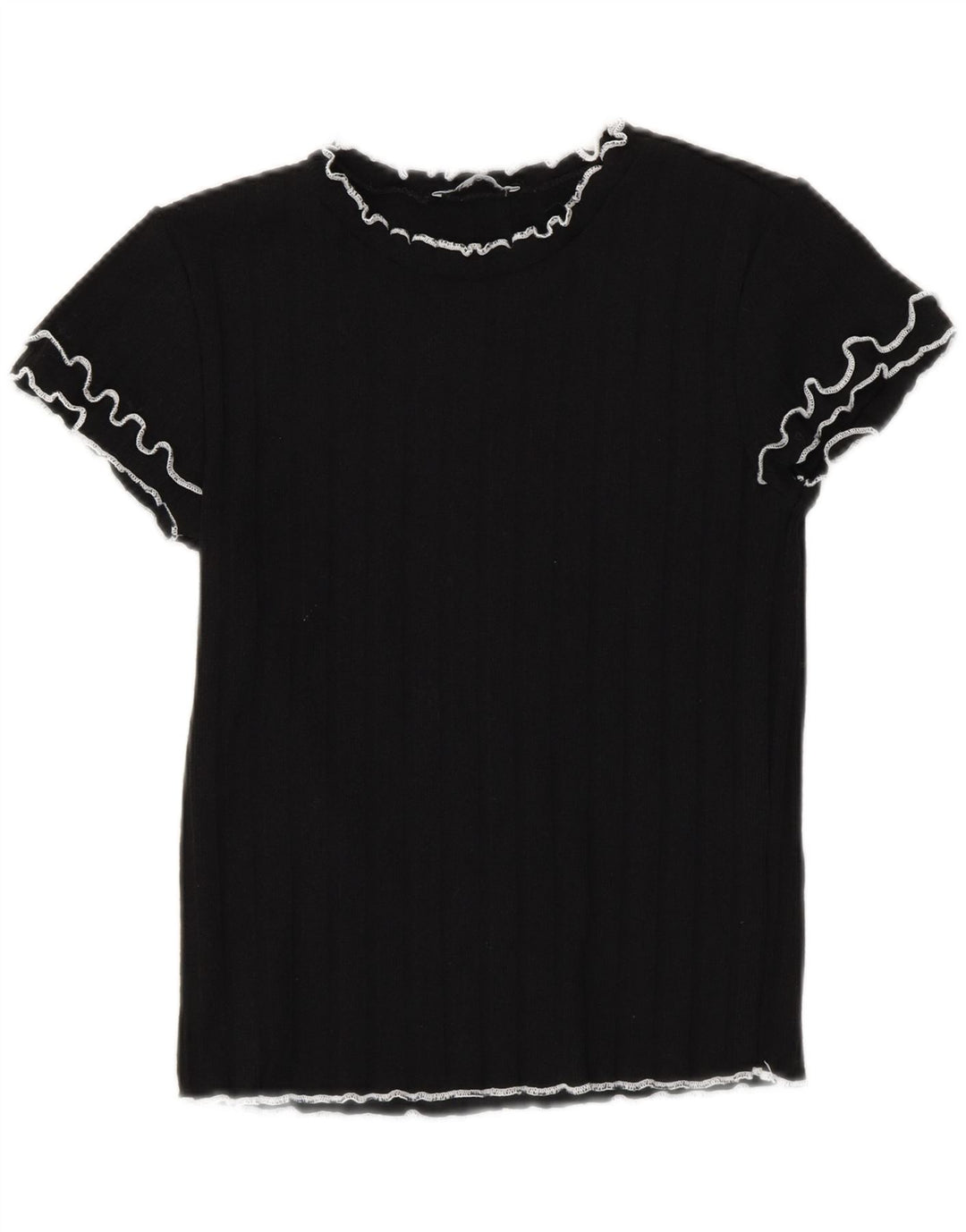 T-shirt corta da donna Zara UK 12 poliestere nero medio