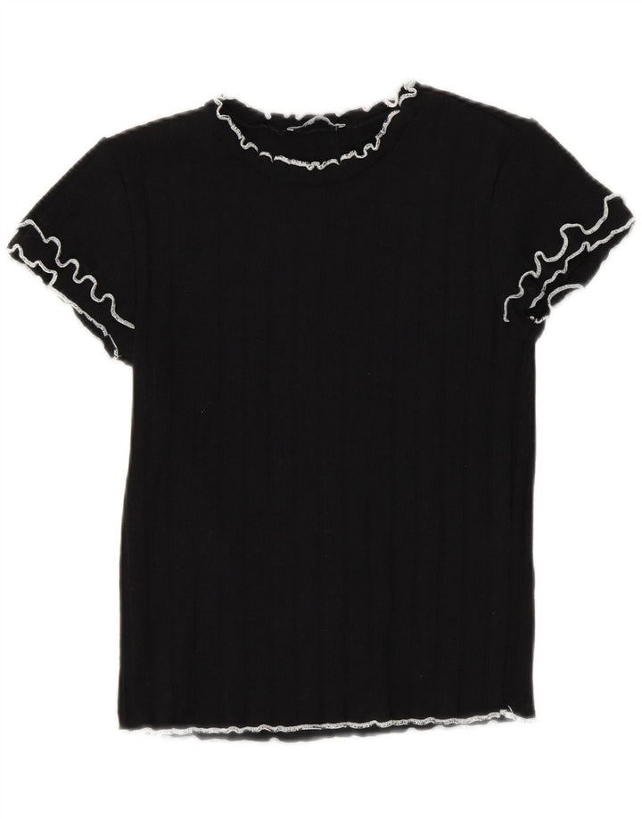T-shirt corta da donna Zara UK 12 poliestere nero medio
