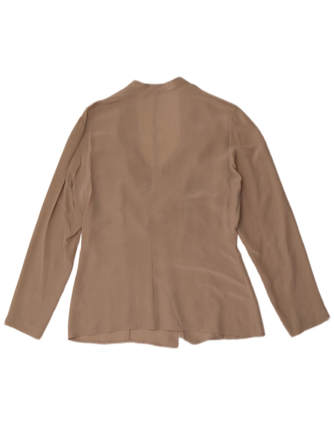 Camicetta da donna vintage con cravatta sul davanti UK 14 grande seta beige