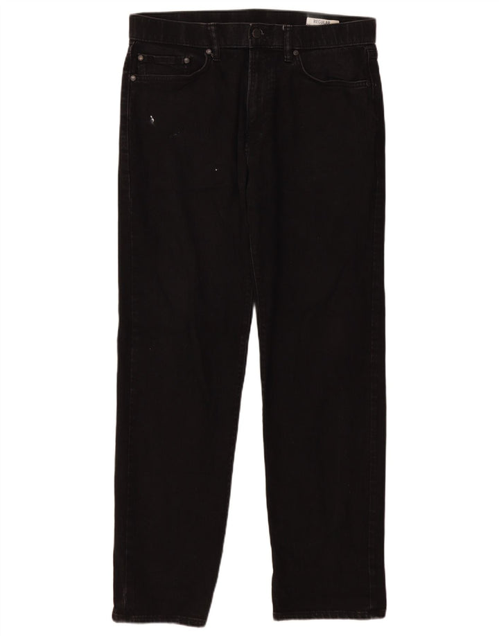 Jeans dritti regolari da uomo Marks & Spencer W34 L31 cotone nero