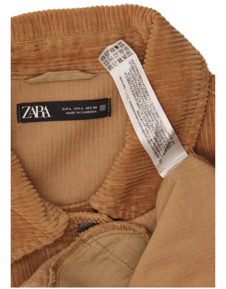 Giacca da donna oversize in velluto a coste Zara UK 16 grande in cotone beige