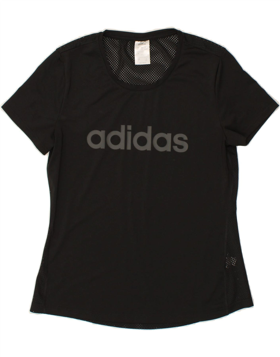 ADIDAS Womens Graphic T-Shirt Top UK 12 Medium Black Polyester Vintage Adidas and Second-Hand Adidas from Messina Hembry 