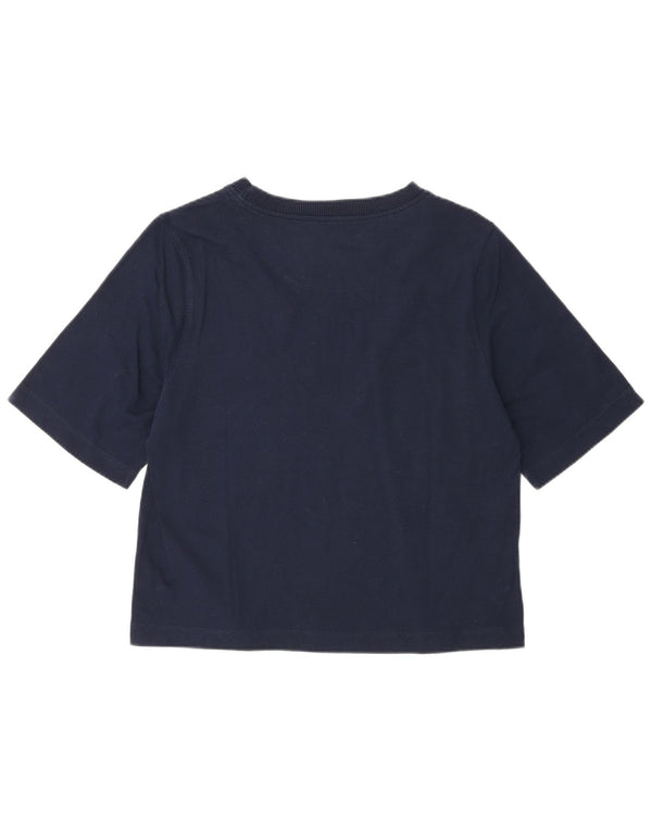 T-shirt regolare da donna Benetton Top UK 12 medio cotone blu navy