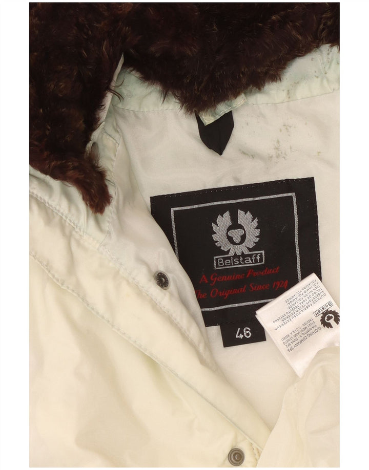 BELSTAFF Mens Graphic Windbreaker Jacket EU 46 Small Off White Colourblock