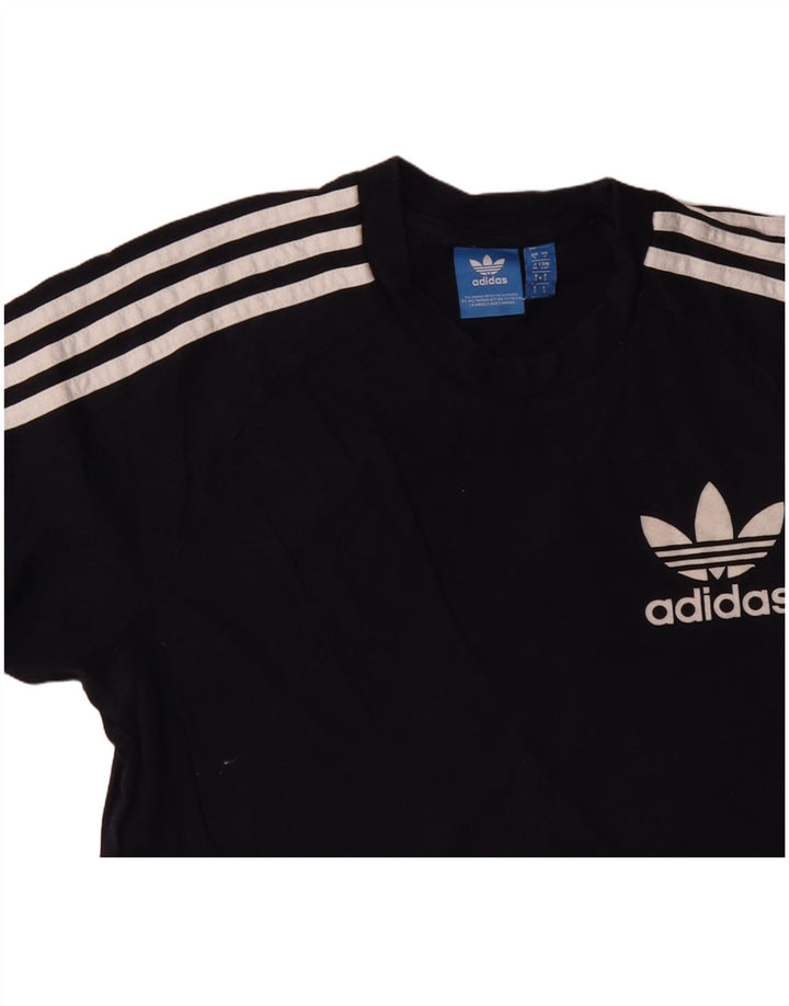 T-shirt grafica da donna ADIDAS Top UK 10 piccola in cotone blu navy