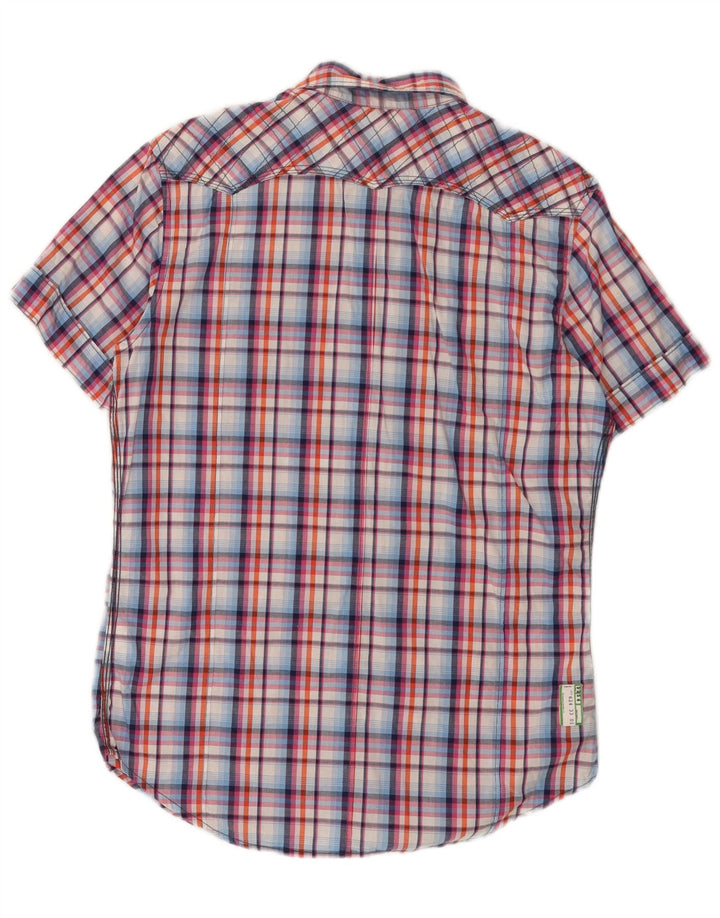 Camicia a maniche corte grafica da uomo G-Star in cotone a quadri multicolore medio