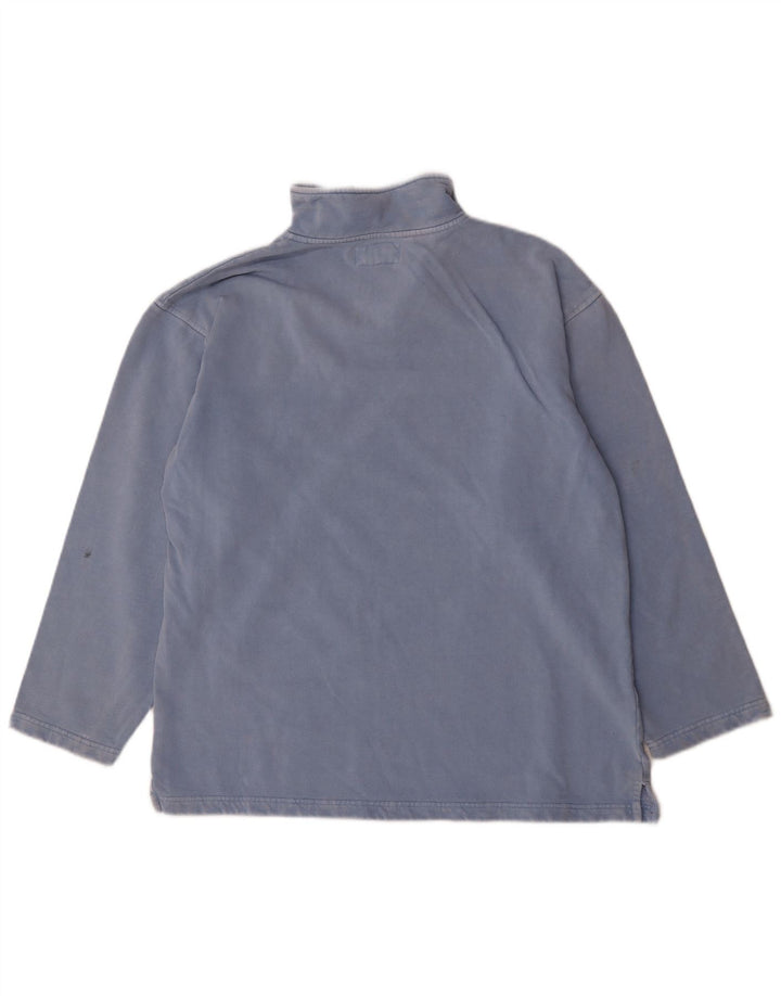 Felpa da uomo con collo con zip Weird Fish, cotone blu medio