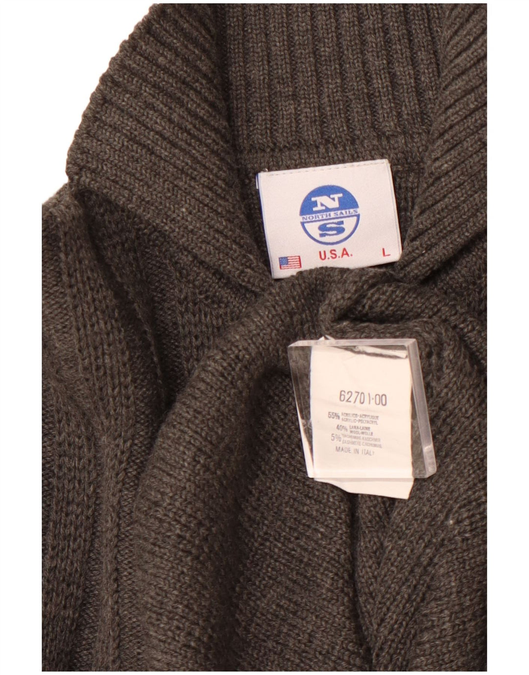 NORTH SAILS Maglione cardigan da uomo grande in acrilico grigio