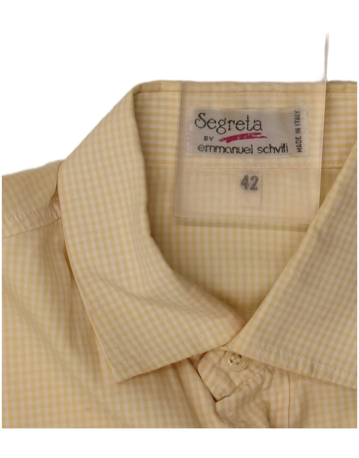 Camicia da uomo Emmanuel Schvili taglia 42 grande a quadretti gialli