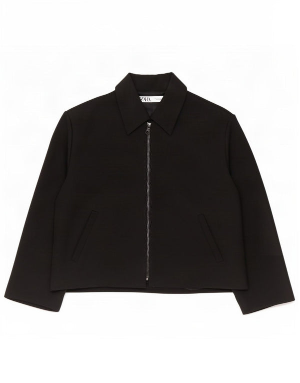 Zara Womens Oversized Blazer Jacket UK 16 Large Black Polyester
