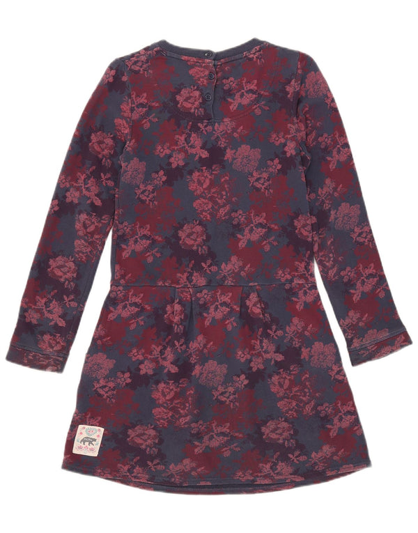 Abito basic a maniche lunghe per ragazze Fat Face 10-11 anni in cotone floreale blu navy