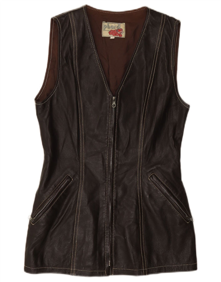 Gilet in pelle da donna Phard UK 12 in pelle marrone medio