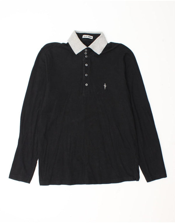 Cesare Paciotti 4US Mens Long Sleeve Rugby Polo Shirt IT 52 Large Black