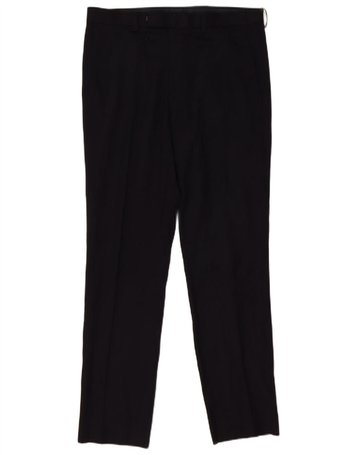 Pantaloni da abito slim da donna Marks & Spencer W32 L33 poliestere blu navy