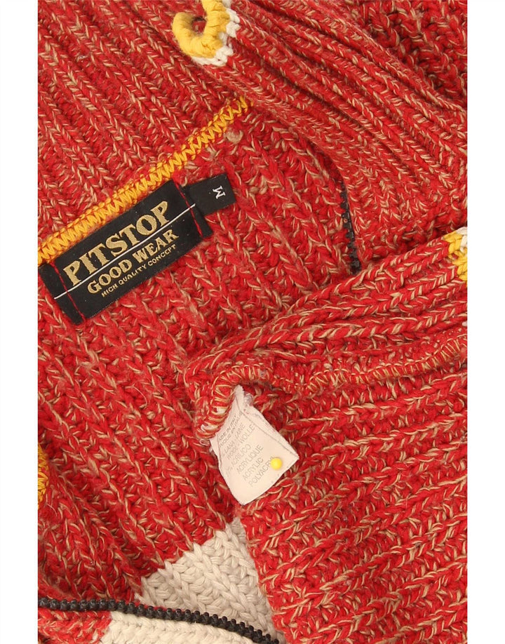 Maglione cardigan da uomo Pit Stop Lana color block rosso medio