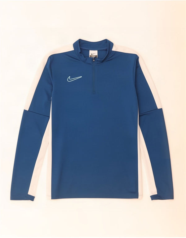 Top della tuta pullover Nike da ragazzo Dri Fit 13-14 anni XL Blu Colourblock